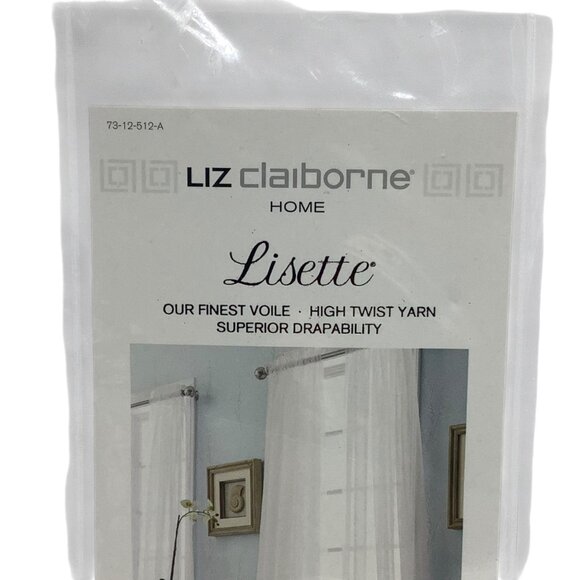 Liz Claiborne Lisette Rod-Pocket Panel 63" Length 60"x63" Cool White NEW NWT - Picture 2 of 6